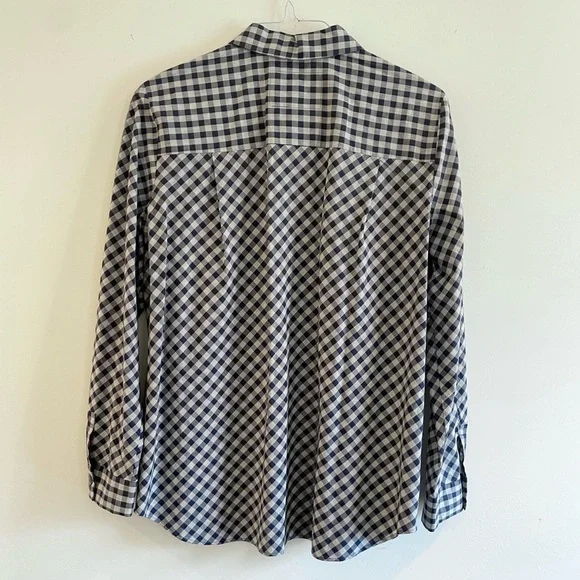 Lafayette 148 Women’s Button Down Gingham Collared Top - Picture 4 of 10